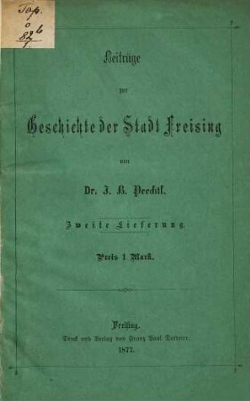 Beiträge zur Geschichte der Stadt Freising, 2