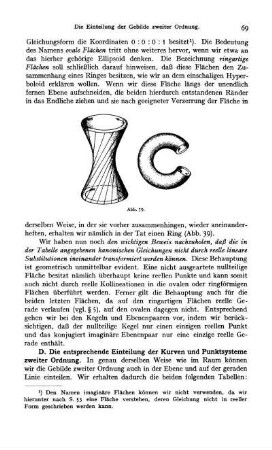 D. Die entsprechende Einteilung der Kurven und Punktsysteme zweiter Ordnung.