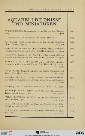 Aquarellbildnisse und Miniaturen (Nr. 302-364)