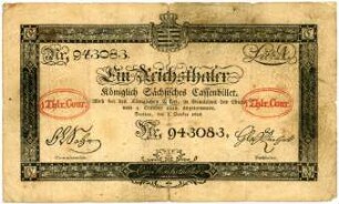 Geldschein, 1 Taler Courant, 1.10.1818