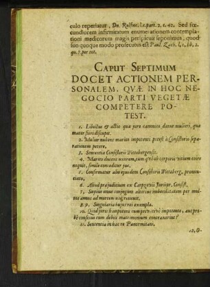 Caput Septimum Docet Actionem Personalem, Qvae In Hoc ...