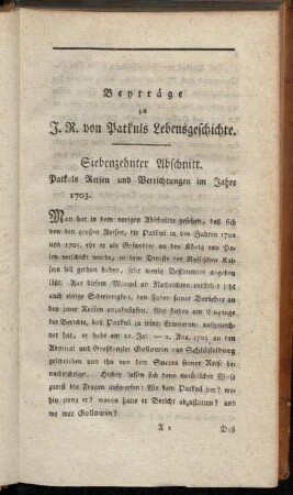 Siebenzehnter Abschnitt. Patkuls Reisen und Verrichtungen im Jahre 1703