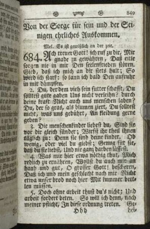 Von der Sorge für sein und der Seinigen ehrliches Auskommen.