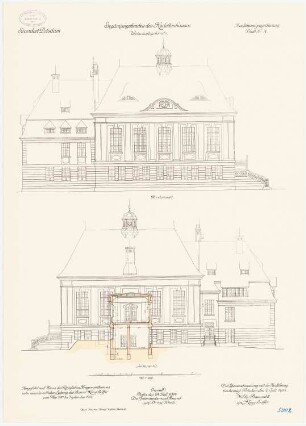 Kadettenhaus der Garnison Potsdam Ergänzungsbauten: Wirtschaftsgebäude: Aufriss Nordansicht, Südansicht 1:100