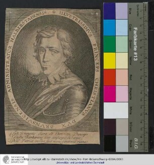 Illvstrissimvs Princeps Christianvs Dvx Brvnsvicensis Administrator Halberstadensis