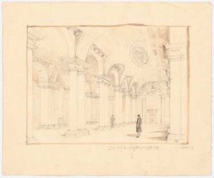 Großherzogliches Museum, Darmstadt Ausführungsprojekt ab 1896: Saal für Gipsabgüsse: perspektivische Innenansicht