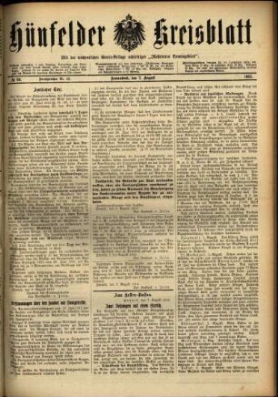 Ausgabe vom Samstag, den 07. August 1915.