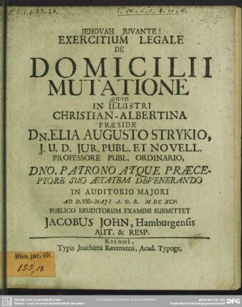 Exercitium legale de mutatione domicilii