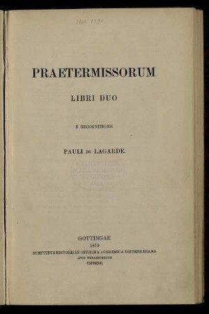 Praetermissorum : libri duo
