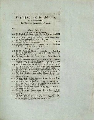 Critisches Verzeichniß der Kupferstich- u. Handzeichnungen-Sammlung : so wie eines seltenen Manuscripts, einiger Kunst-Bücher und anderer Kunst-Gegenstände, welche aus dem Nachlaße des zu Bamberg verstorbenen Hrn. Doctor Med. Adam Ziegler, durch das k. bayer. Kreis- und Stadtgericht in Bamberg in öffentlicher Auction, an den Meistbietenden gegen gleich baare Bezahlung, verkauft werden sollen ; am Montag, den 12. Mai 1828 und folgende Tage Nachmittags von 3 bis 7 Uhr