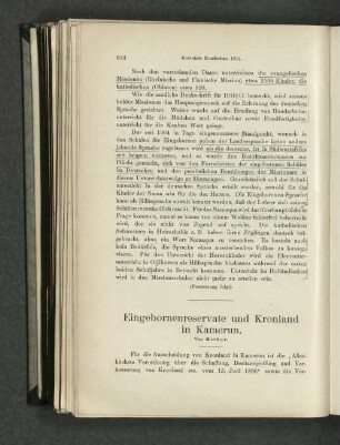 Eingebornenreservate und Kronland in Kamerun.