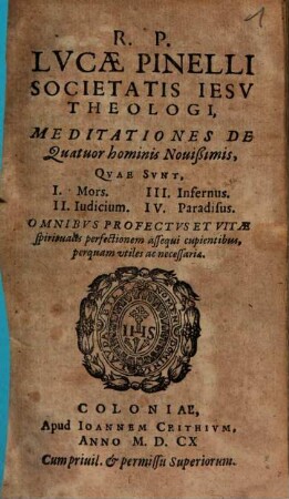 Meditationes de quatuor hominis novissimis