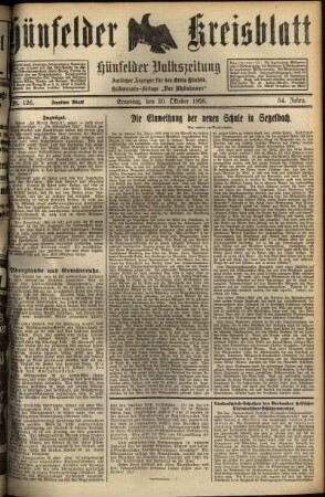 Zweite Ausgabe vom Samstag, den 20. Oktober 1928.
