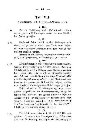 Tit. VII. Ausführungs- und Uebergangs-Bestimmungen
