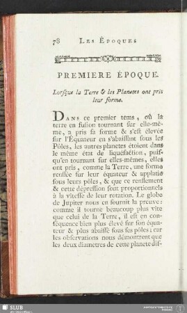 Première époque. Lorsque la Terre & les Planetes ont pris leur forme