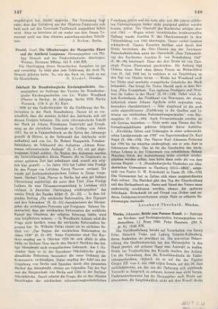 147-148 [Rezension] Jahrbuch für Brandenburgische Kirchengeschichte; 34. Jahrgang