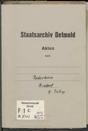 Belegakten zum Heiratsregister der katholischen Gemeinde Paderborn Busdorf, Kreis Paderborn (1808, 1810-1812)