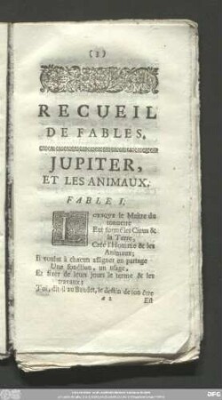 Jupiter, Et Les Animaux. Fable I.
