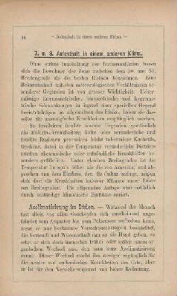 7. u. 8. Aufenthalt in einem anderen Klima