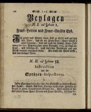 Beylagen [...] Feuer-Herren und Feuer-Gräfen Eyd