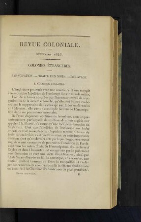 Emancipation. - Traite des noirs. - Esclavage.