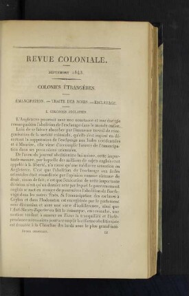 Emancipation. - Traite des noirs. - Esclavage.