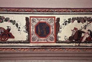 2. Obergeschoß, Selbitz Salon: Wanddekoration mit antikisierenden, grotesken Ornamenten