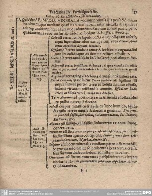 Caput V. De Mediis Mineralibus.