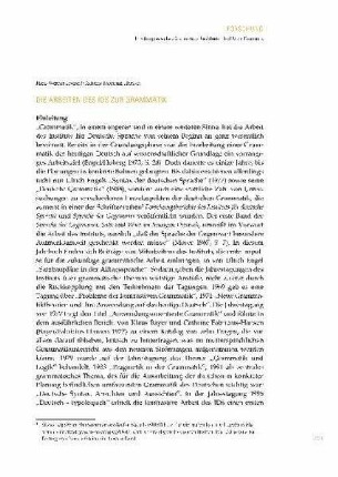 Die Arbeiten des IDS zur Grammatik