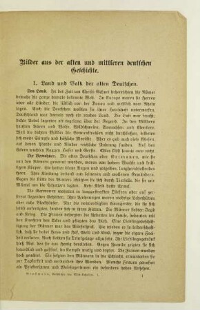 Bilder aus der alten und mittleren deutschen Geschichte