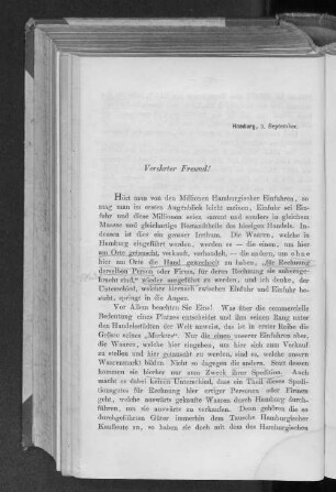 Hamburg, 3. September. Verehrter Freund!