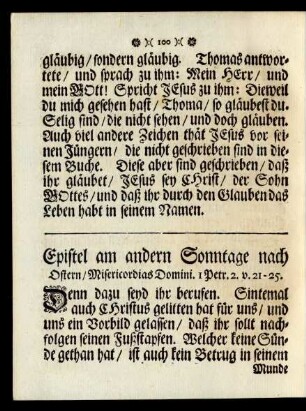 Epistel am andern Sonntage nach Ostern/ Misericordias Domini.