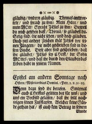 Epistel am andern Sonntage nach Ostern/ Misericordias Domini.