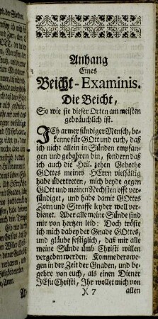 Anhang eines Beicht-Examinis
