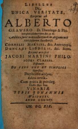 Libellus De Unica Veritate