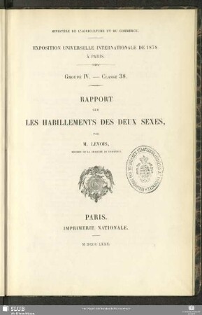 Rapport sur les habillements des deux sexes