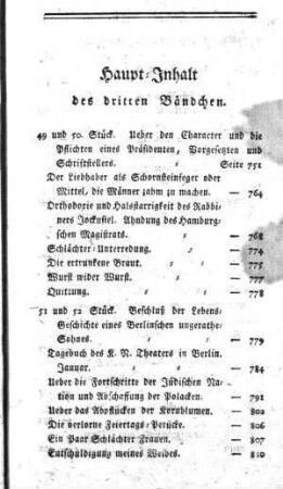 Haupt-Inhalt des dritten Bändchen