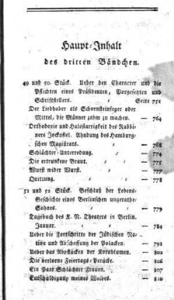 Haupt-Inhalt des dritten Bändchen