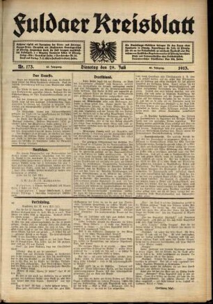 Ausgabe vom Dienstag, den 29. Juli 1913.