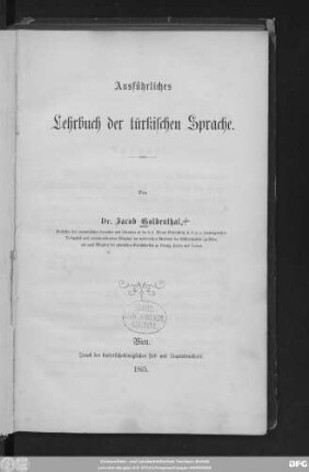 Ausführliches Lehrbuch der türkischen Sprache