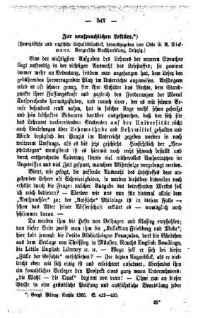 Zur neusprachlichen Lektüre