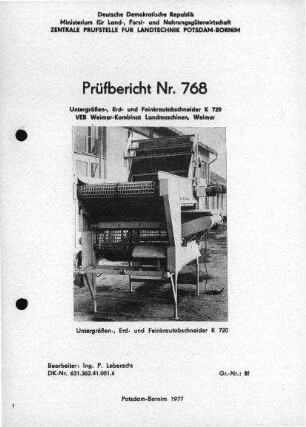 Untergrößen-, Erd- und Feinkrautabscheider K 720
