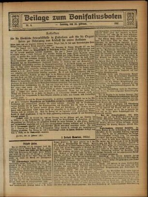 Zweite Ausgabe vom Sonntag, den 25. Februar 1917.