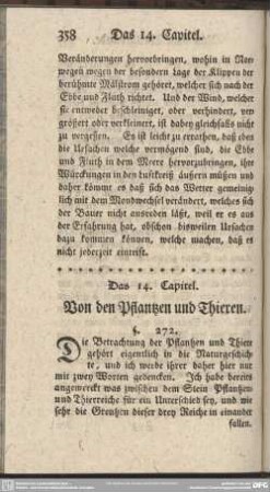 Das 14. Capitel. Von den Pflantzen und Thieren