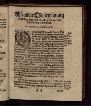 Die ander Ehevermanung Aus dem Prophet. Ezech. Cap. 24. und Malach. Cap. 2. genommen