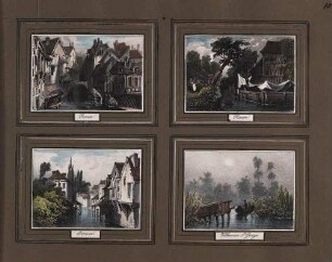 'Evreux', Teilansicht; aquarellierte Lithographie 'Rouen', Teilansichten; 2 aquarellierte Lithographien, 'Villeneuve St. Georges'; Teilansicht eines Sees, aquarellierte Lithographie