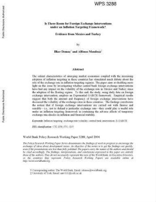 Is there room for foreign exchange interventions under an inflation targeting framework ? Evidence from Mexico and Turkey