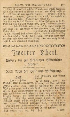 Zweiter Theil. Lieder, die zur christlichen Sittenlehre gehören
