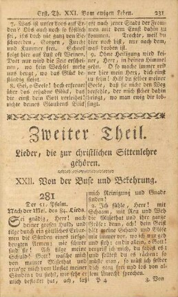 Zweiter Theil. Lieder, die zur christlichen Sittenlehre gehören