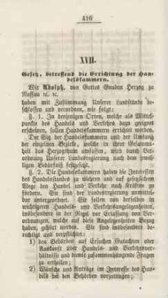 XVII. Gesetz, betreffend die Errichtung der Handelskammern